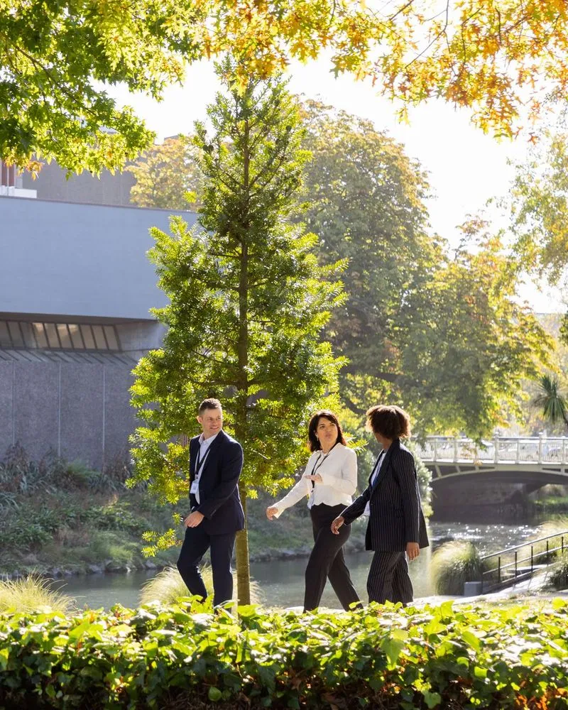 Delegates walking through Victoria Square
