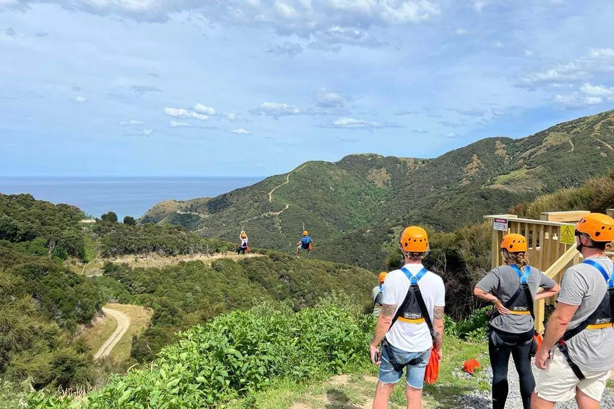 Australian event professionals famil ziplining at the top of CAP