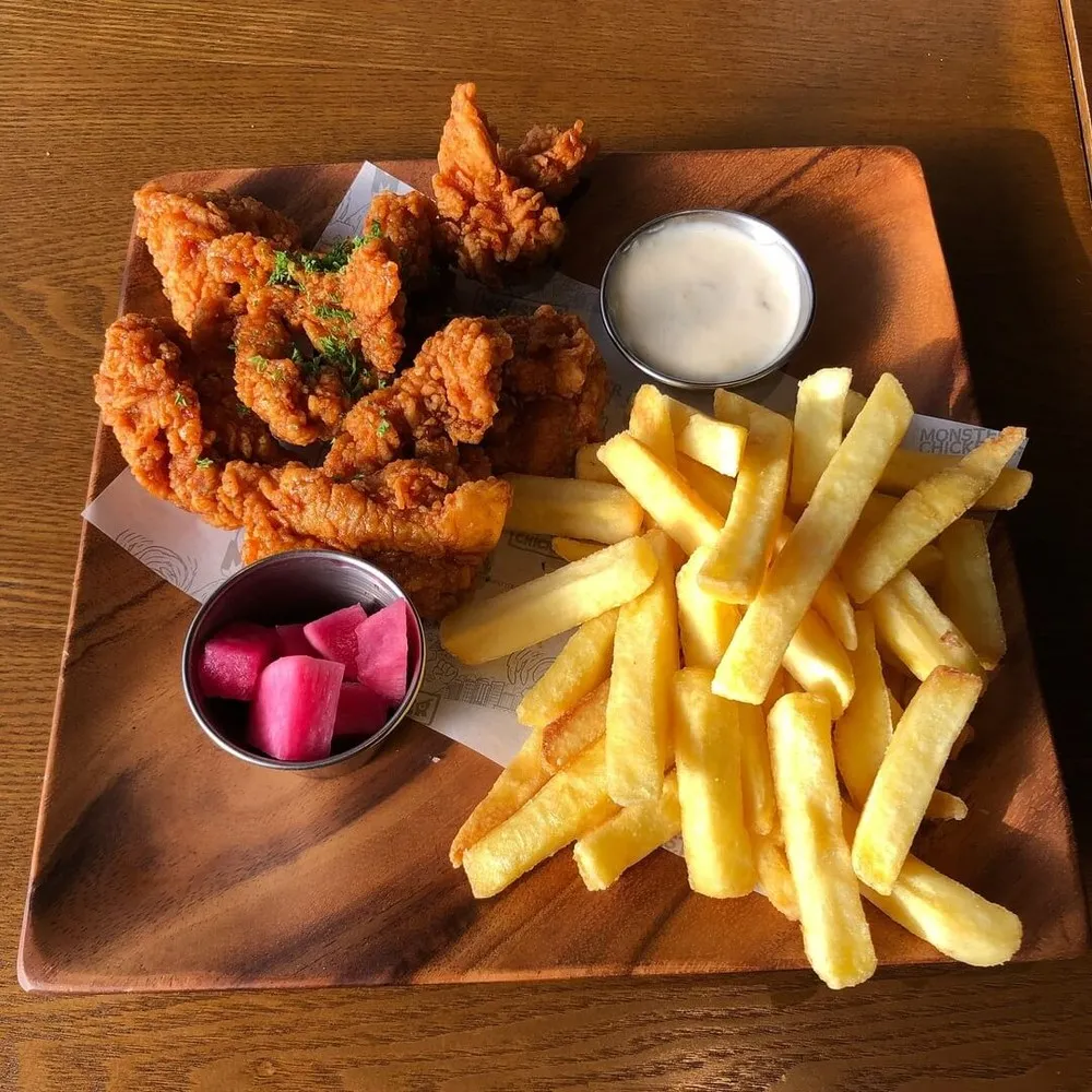 Fried chicken and chips at Monster Chicken