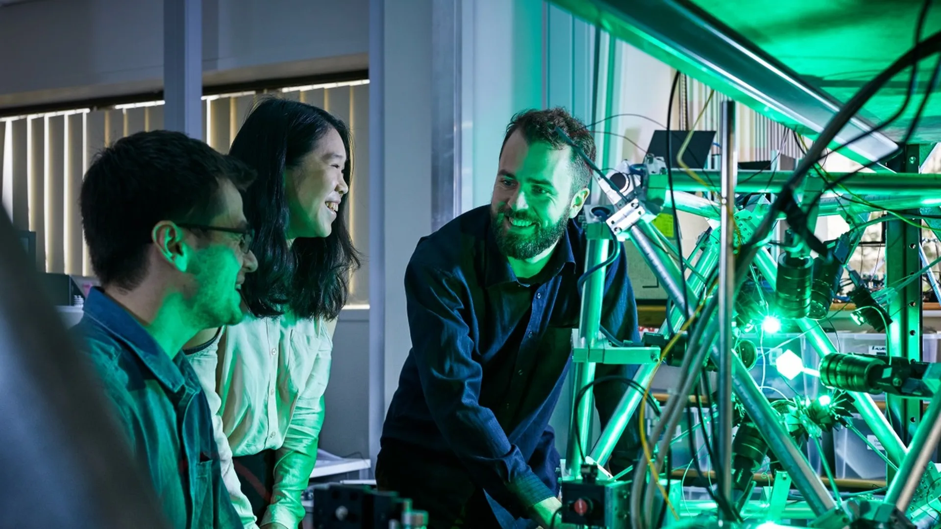 People observing technology in a lab