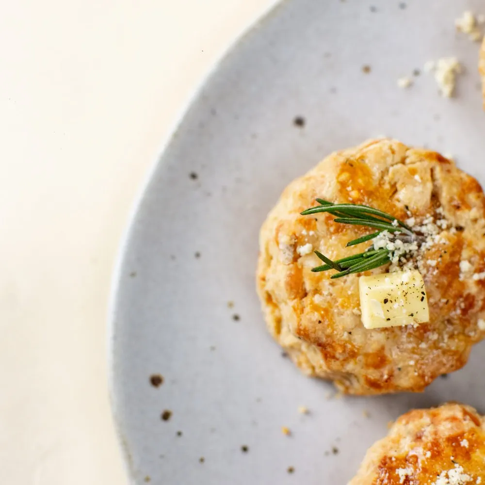 Overhead shot of scones on plate