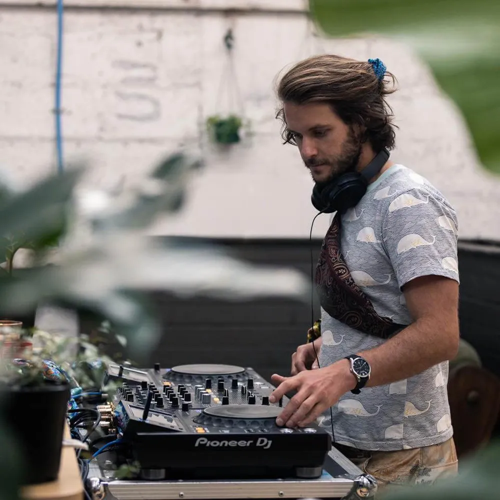 DJ spinning decks