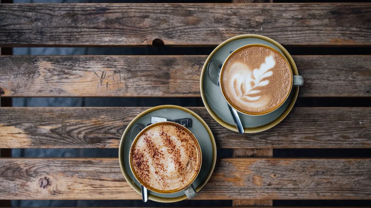 Overhead shot of two coffees