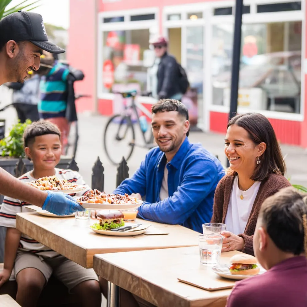 Family eating at The Burger Joint