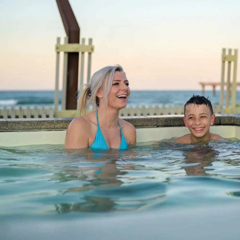 Mum and child in the hot pools