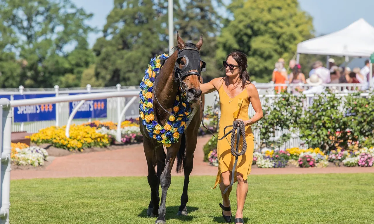 Lady with horse at the races