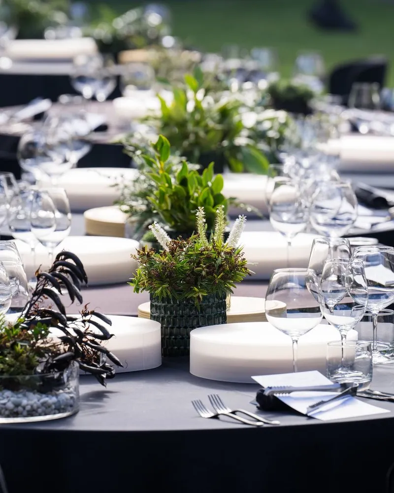 dinner set up at the arts centre