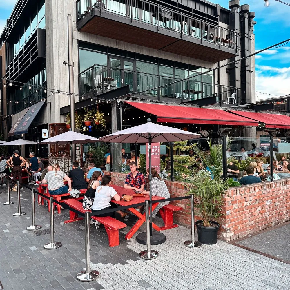 People having lunch outside of Little High Eatery