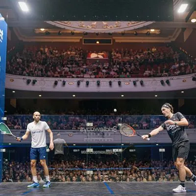 New Zealand Squash Open players on the stage