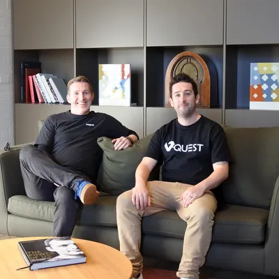 V-Quest founders on the couch