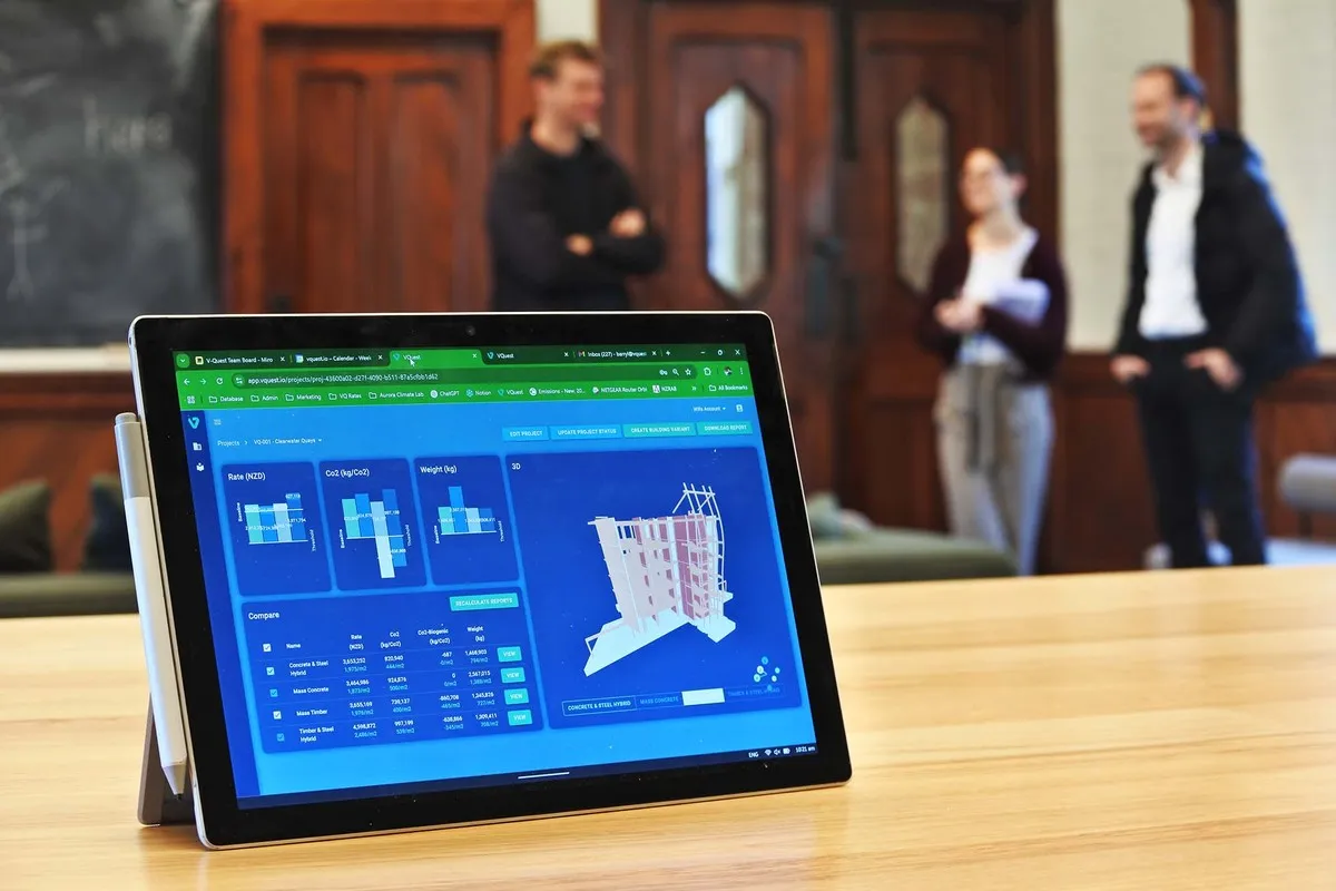 V-Quest app on the computer screen