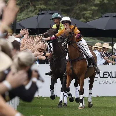 Lady on horse at the Lexus Urban Polo