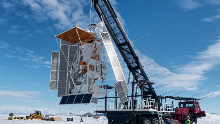 Cran on  the ice in Antarctica