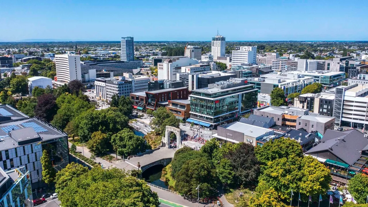 Aerial shot of the Bridge of Remembrance.