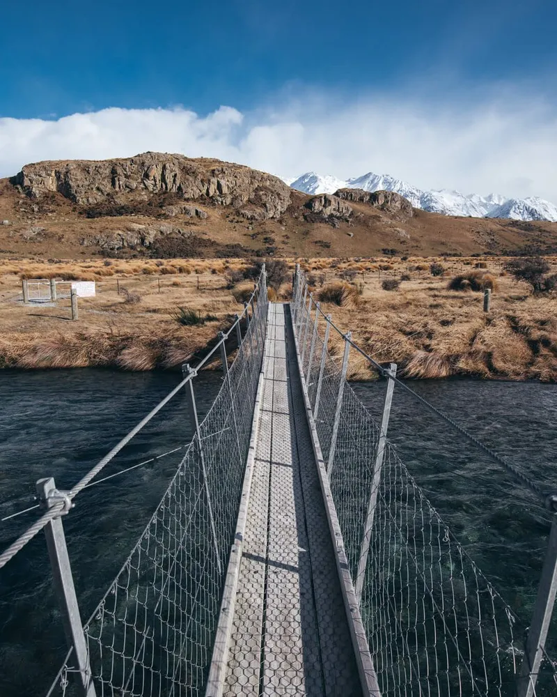 Swing bridge on the walk to Mt Sunday