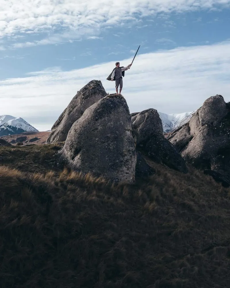 Frodo on a rock at Castle Hill