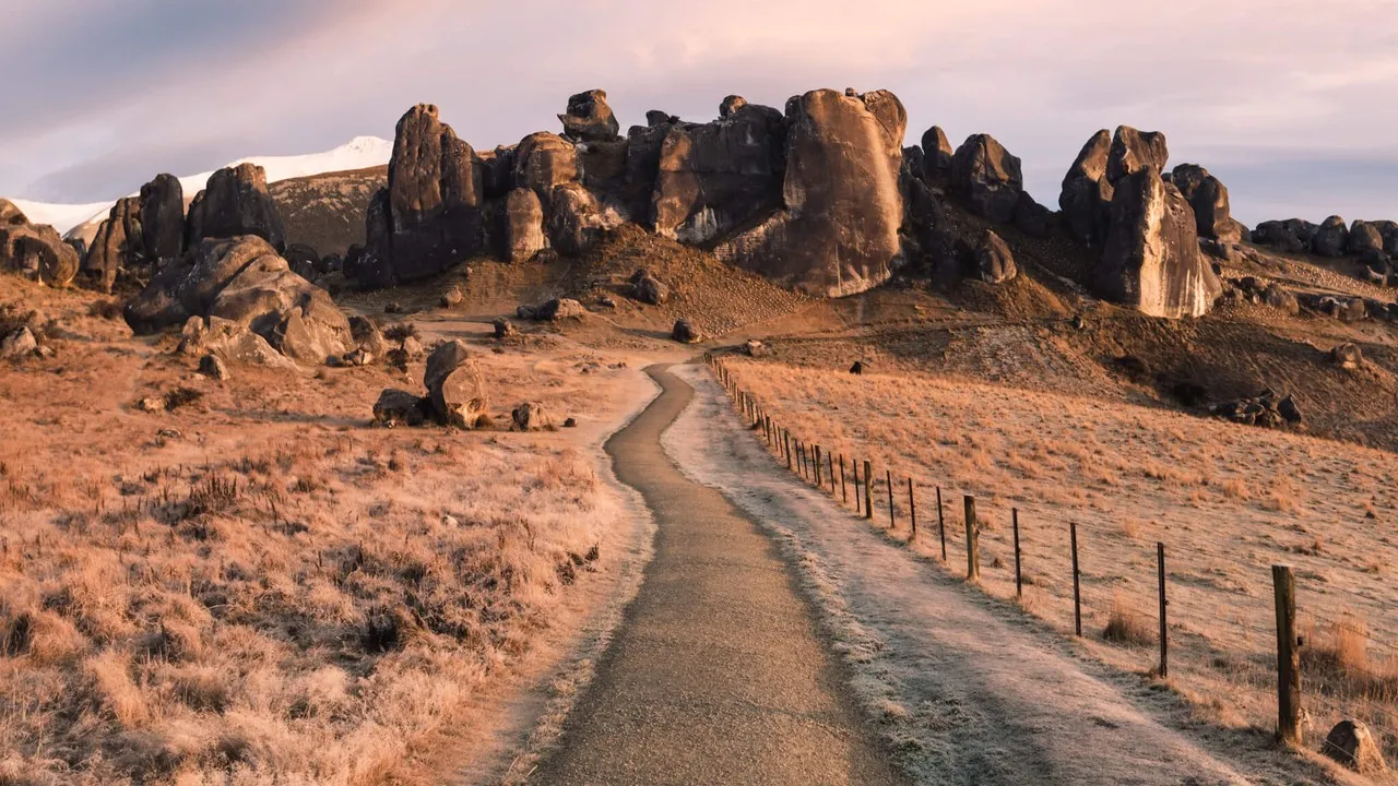 The path to Castle Hill at sunrise