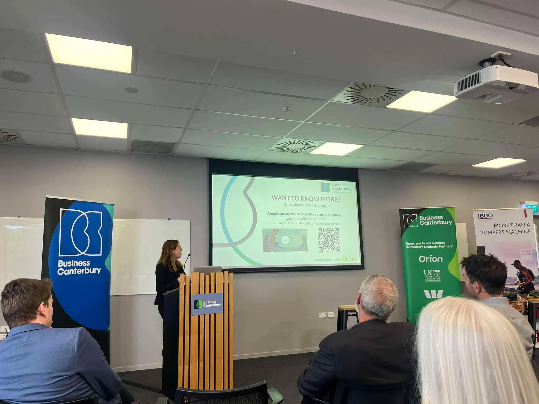 Lady speaking as sustainability conference