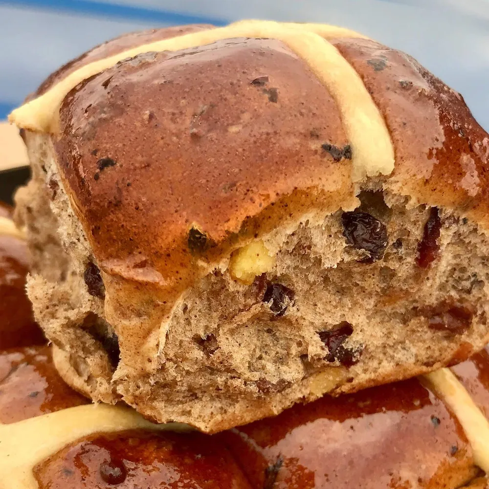Hot cross buns from Rangiora Bakery