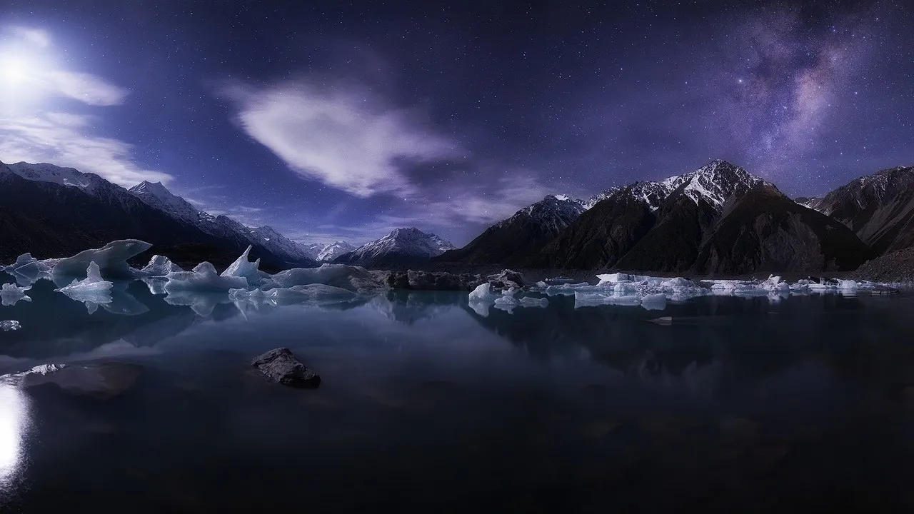 Nighttime view over Tasmen lake