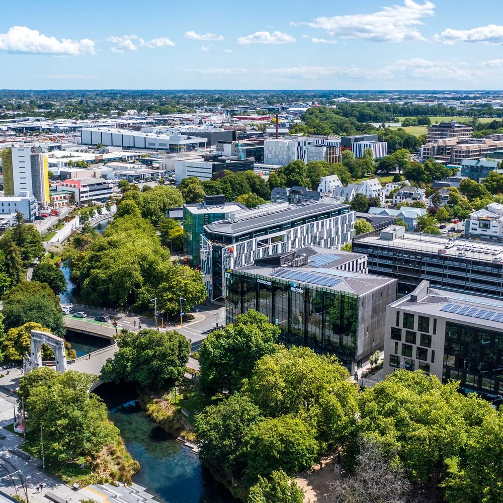 Aerial shot of Christchurch CBD.