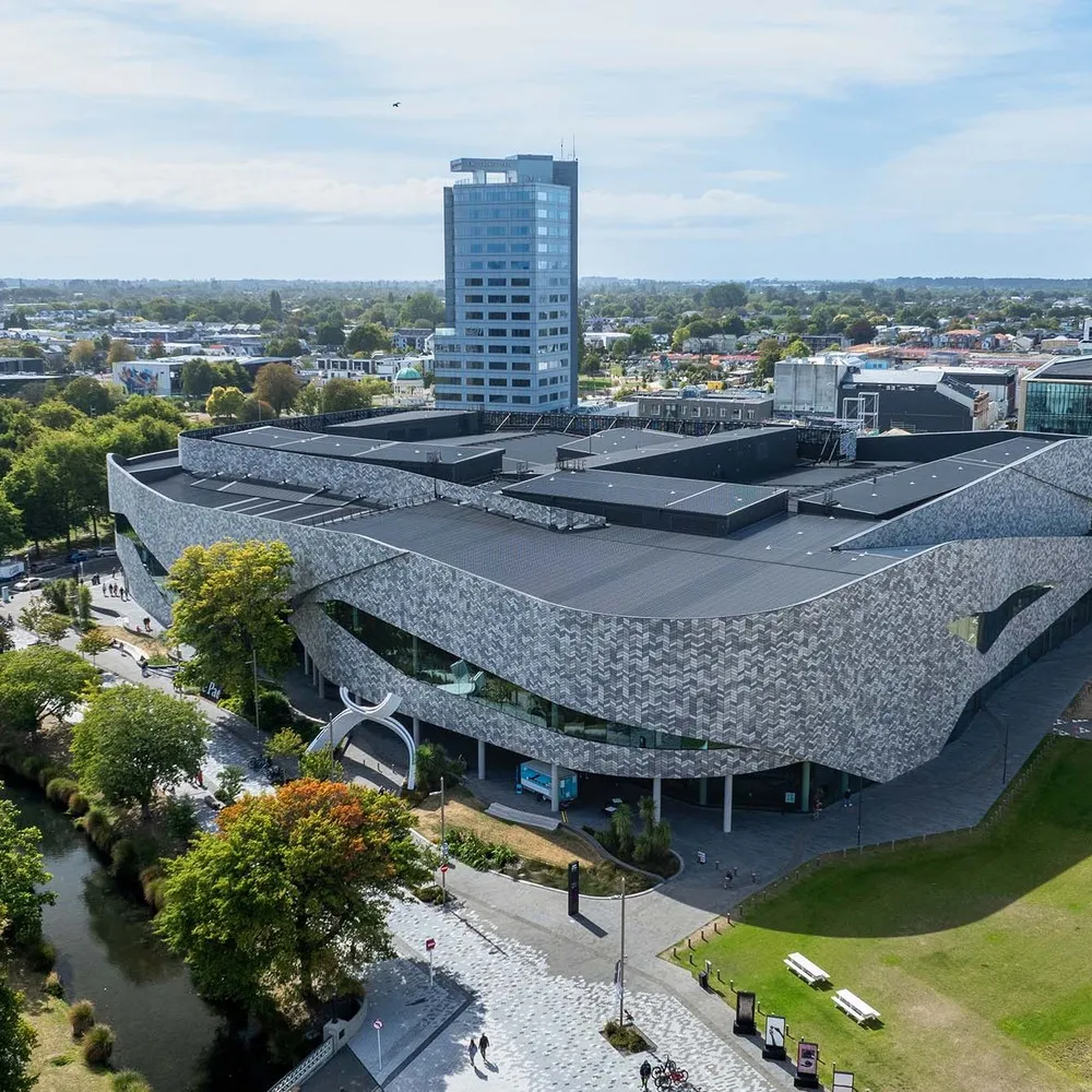 Drone shot of Te Pae