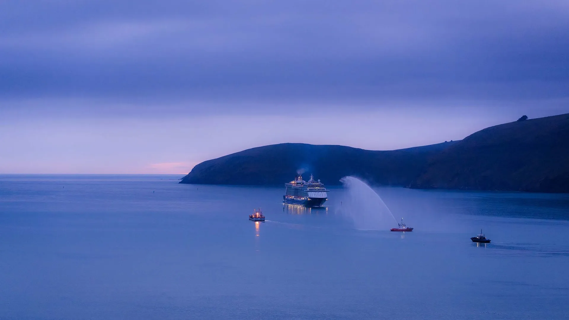 Welcoming the first ship back into Lyttelton.