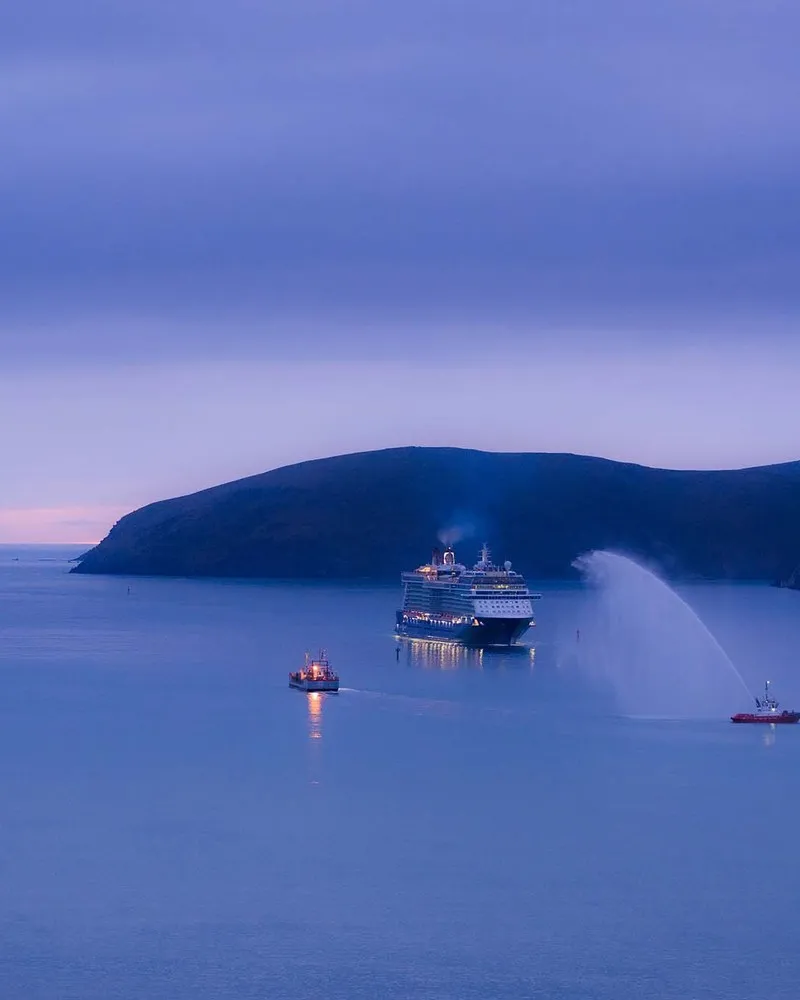 Welcoming the first ship back into Lyttelton.