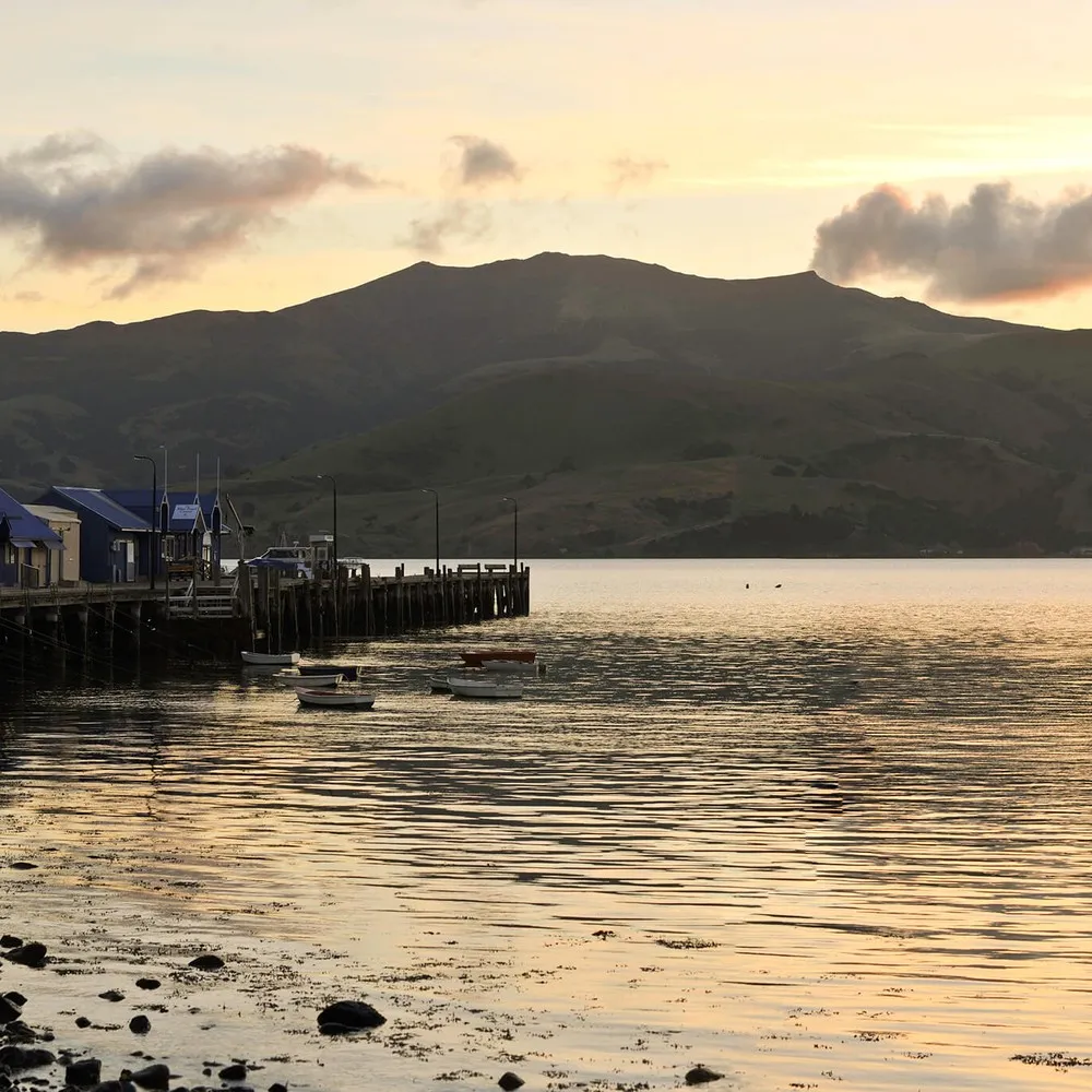 Dusk in Akaroa Harbour.