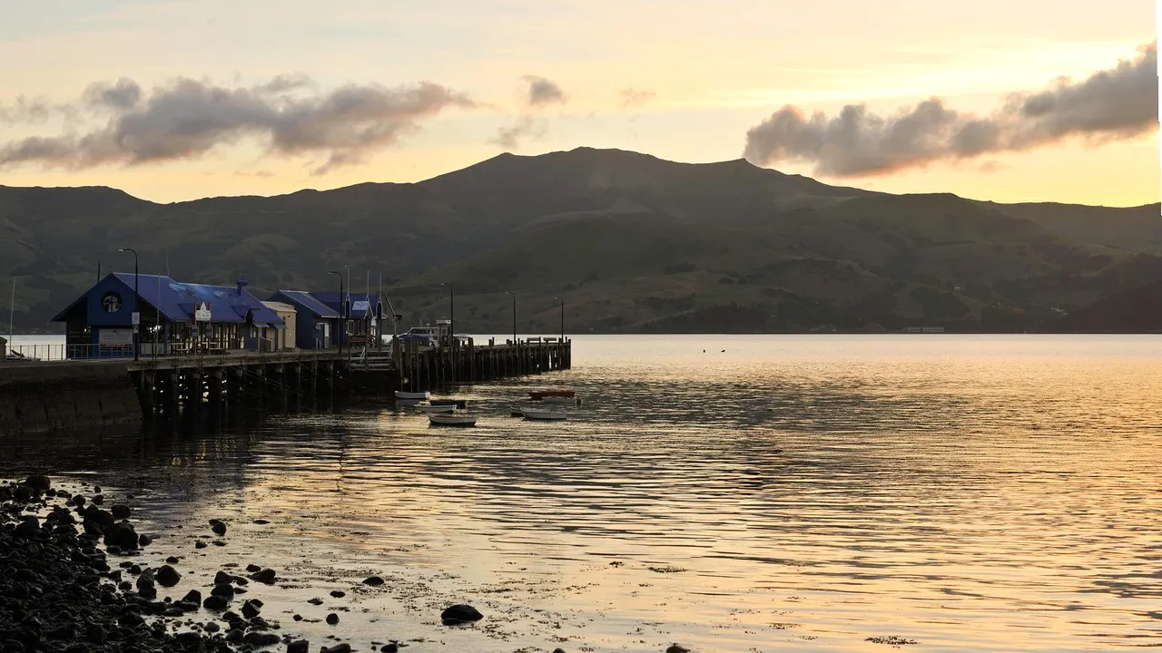 Dusk in Akaroa Harbour.