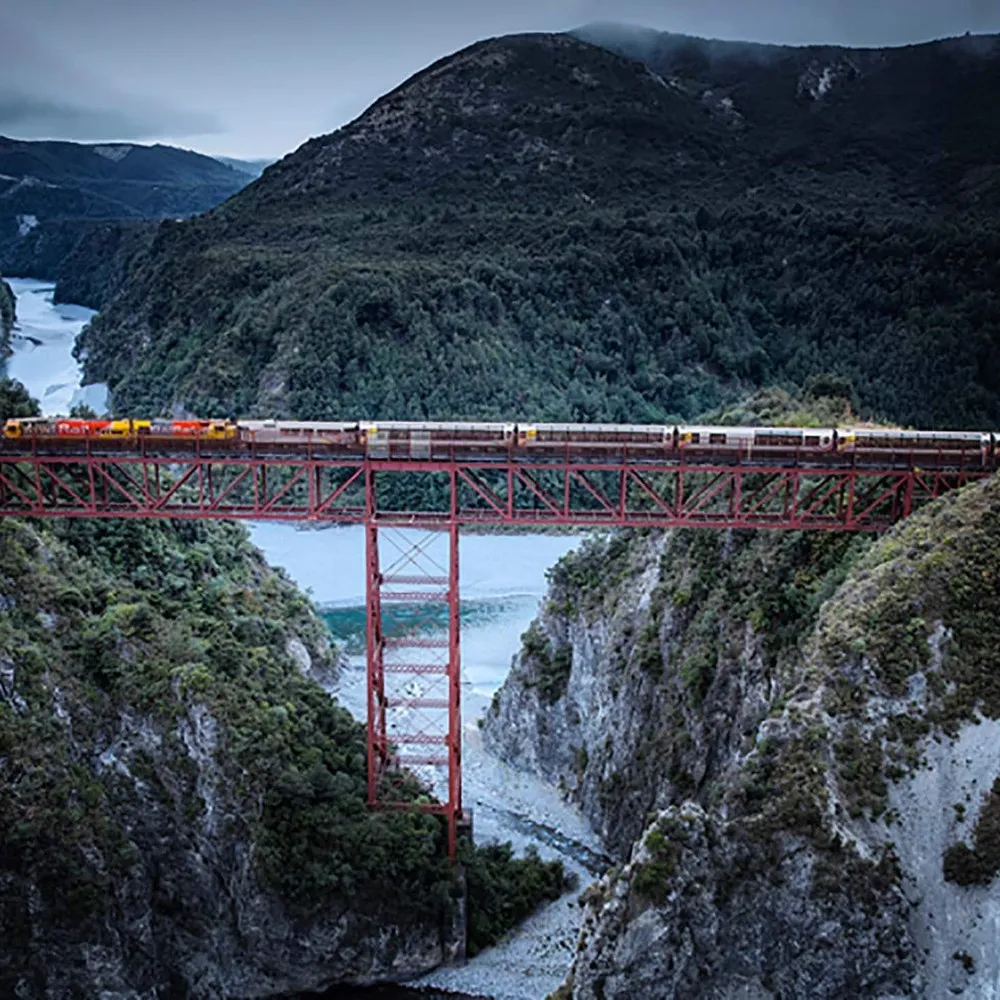 Tranzalipne express across viaduct