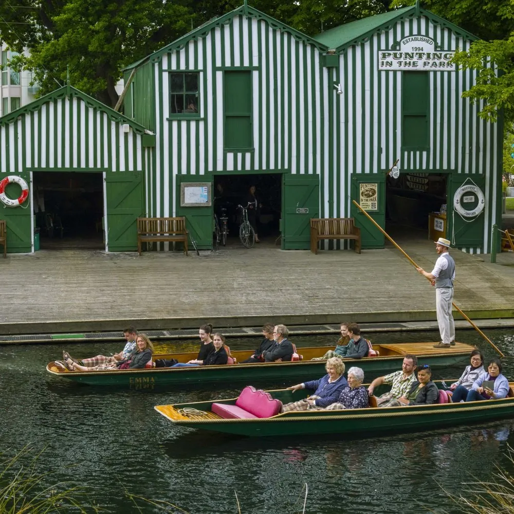 Punting on the Avon in front of the Boat Sheds