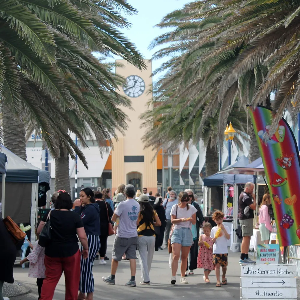 New Brighton Seaside Market and clock tower