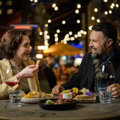 A couple enjoying good food