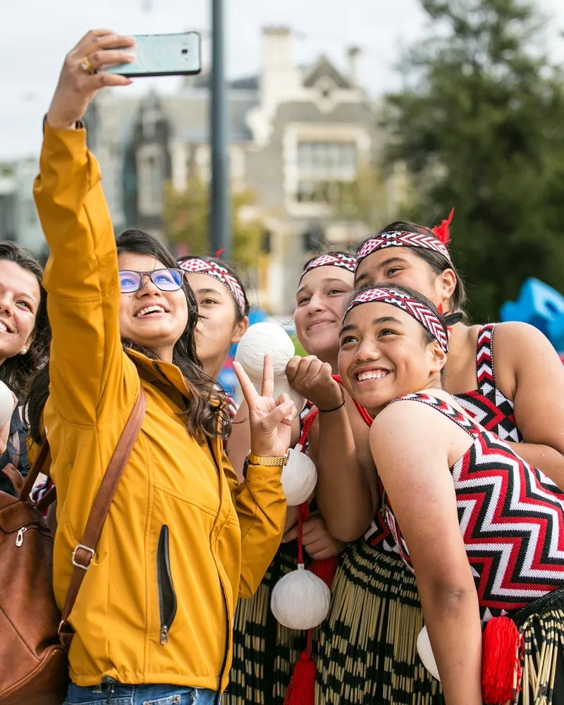 A group of students taking a selfie