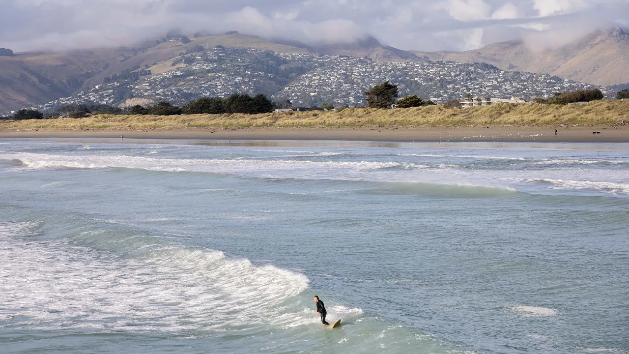 Catching the waves at New Brighton.