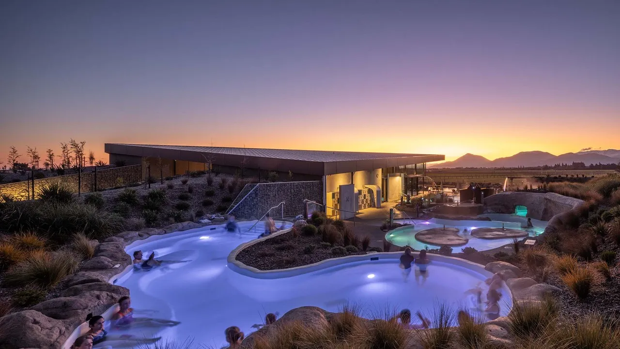 Opuke hot pools at dusk