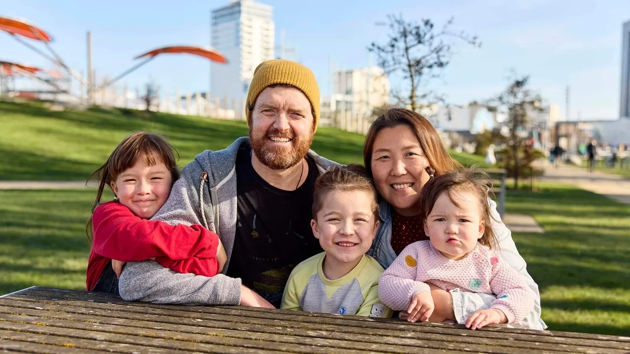 Jeff & Jihee & their children at Margaret Mahy