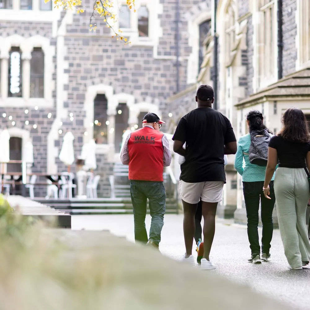 A group on a walking in the Arts Centre