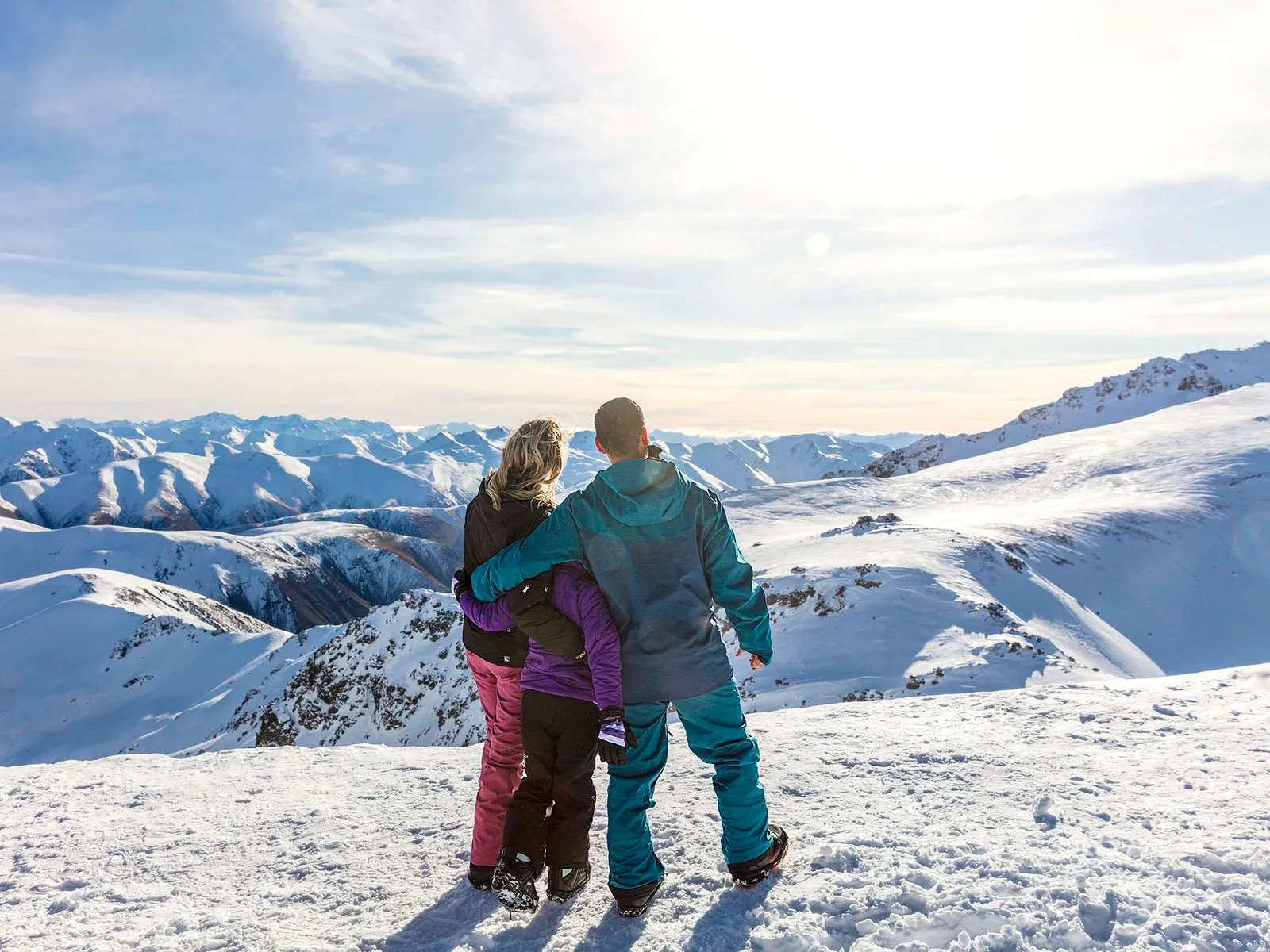 Family at Mt Hutt in the winter