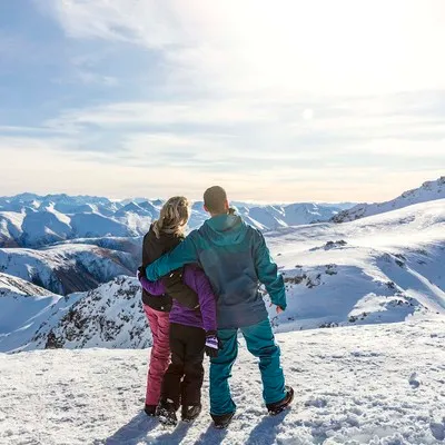 Family at Mt Hutt in the winter