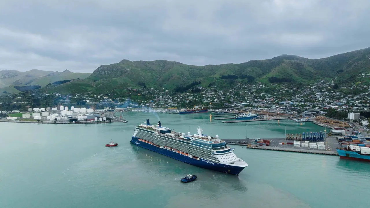 Cruise Ship coming into port in Lyttelton.