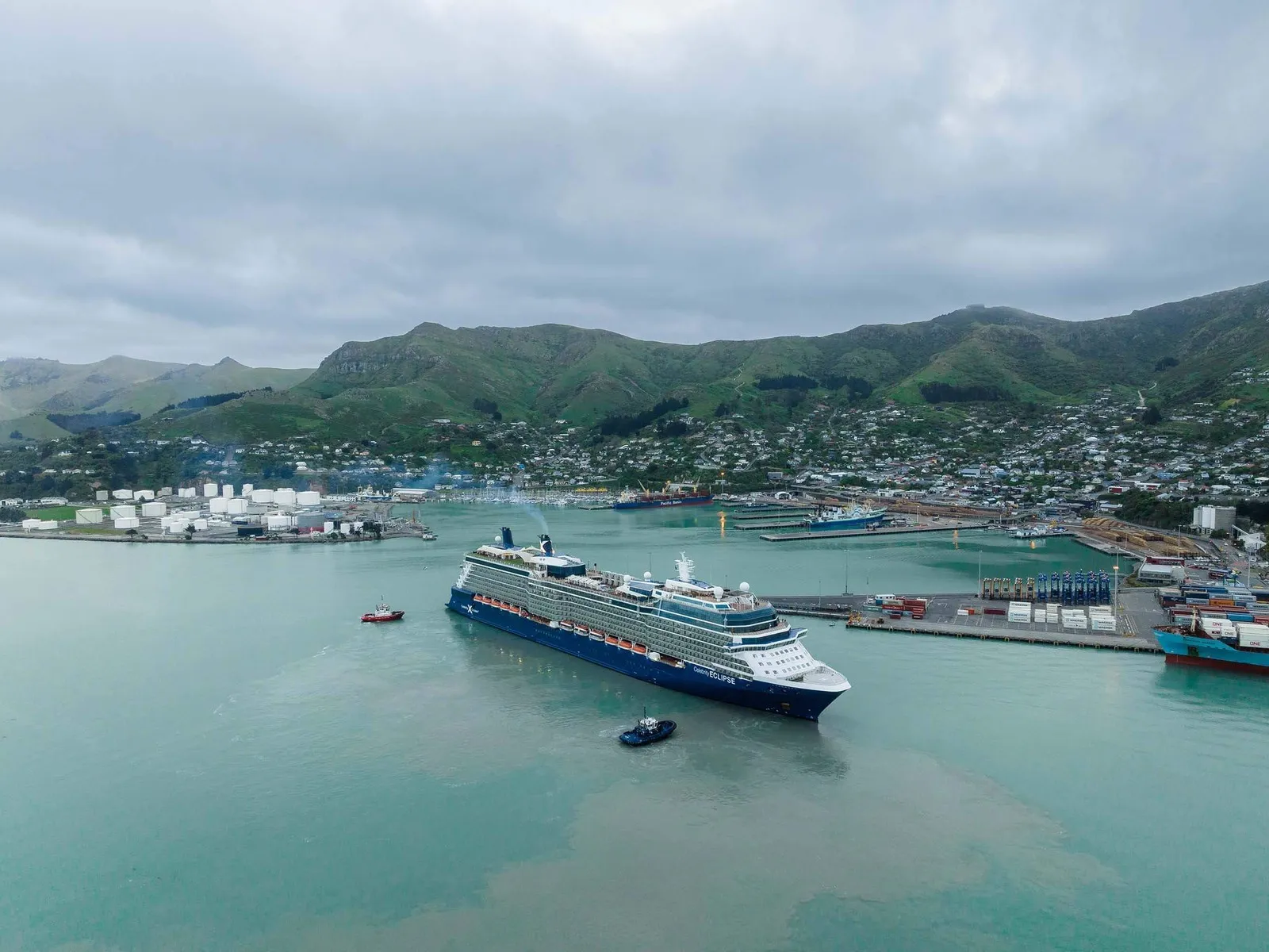 Cruise Ship coming into port in Lyttelton.