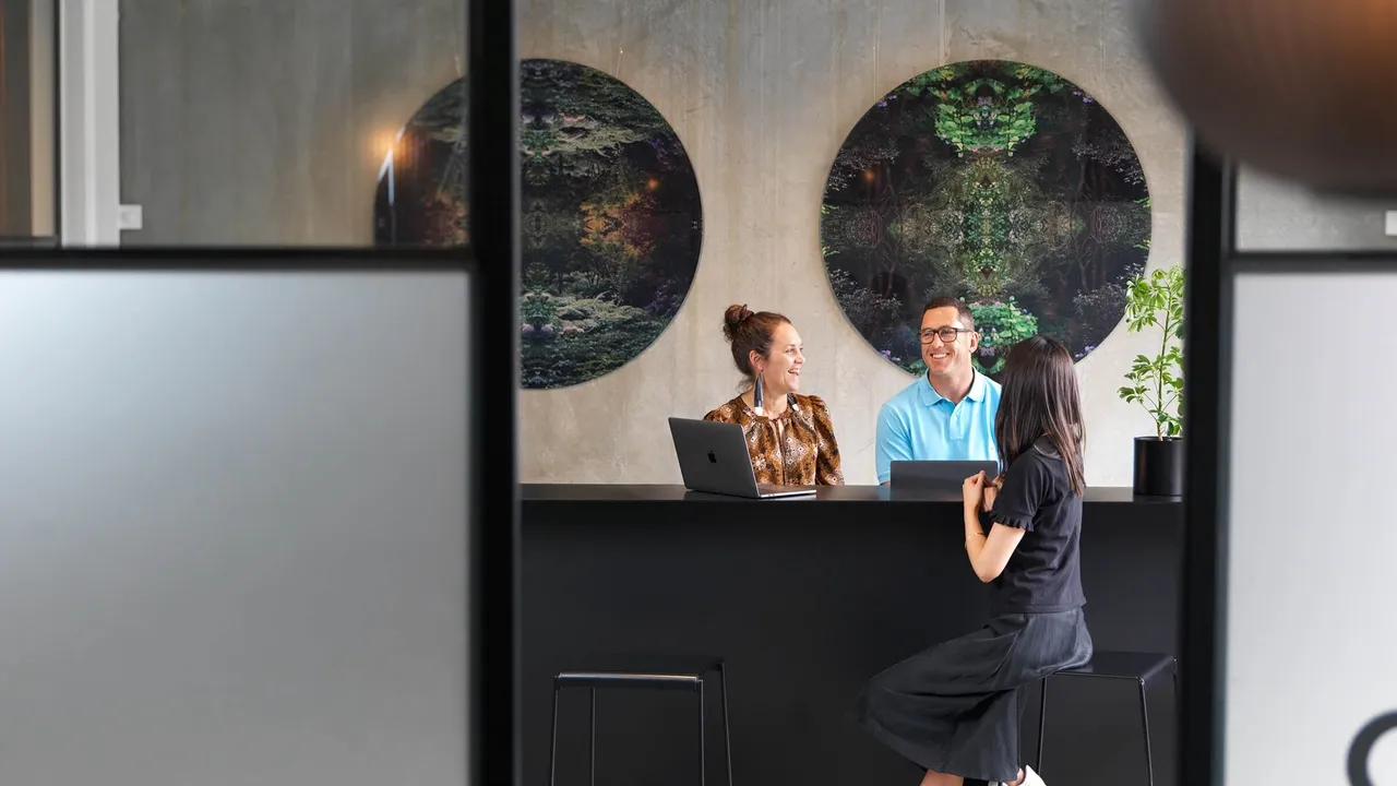 People having a business meeting in Christchurch.
