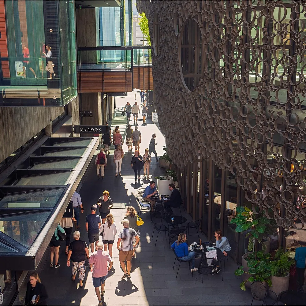 Shoppers enjoying laneway shopping at The Crossing Christchurch.