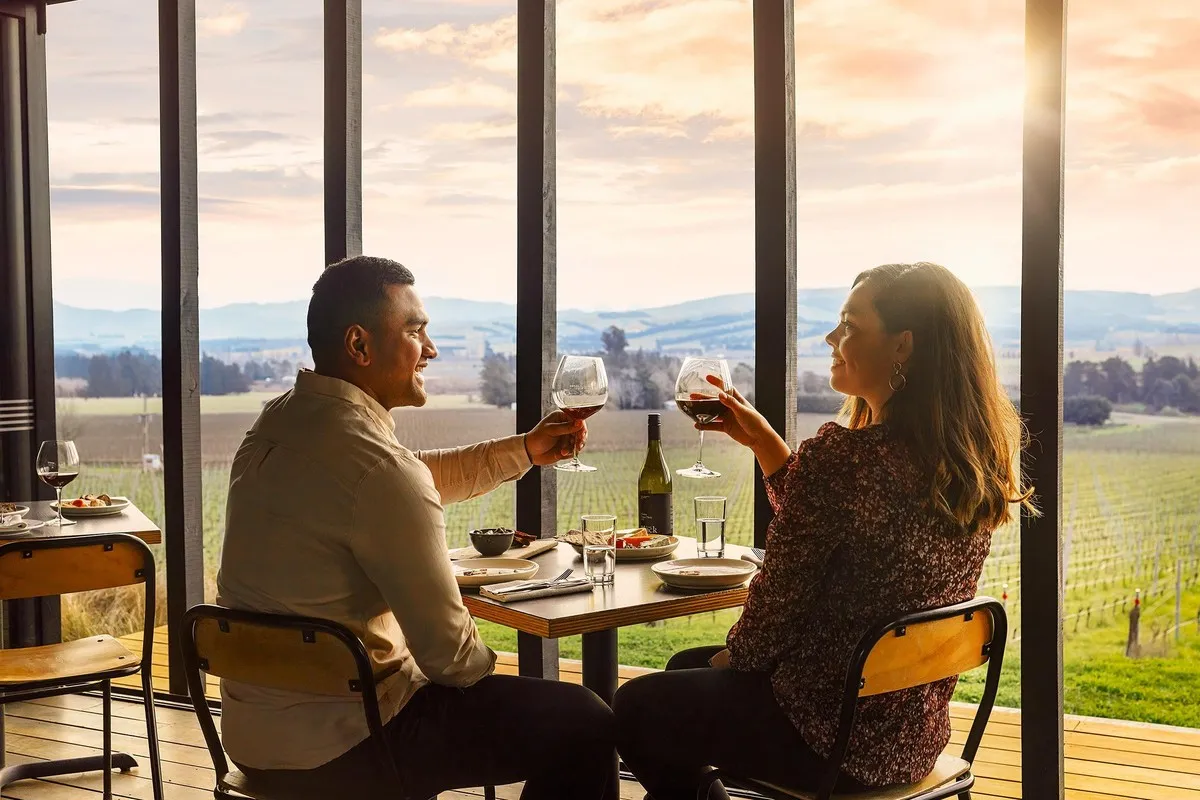 Couple enjoying lunch at Black Estate Winery