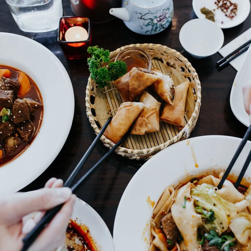 Table full of Chinese food