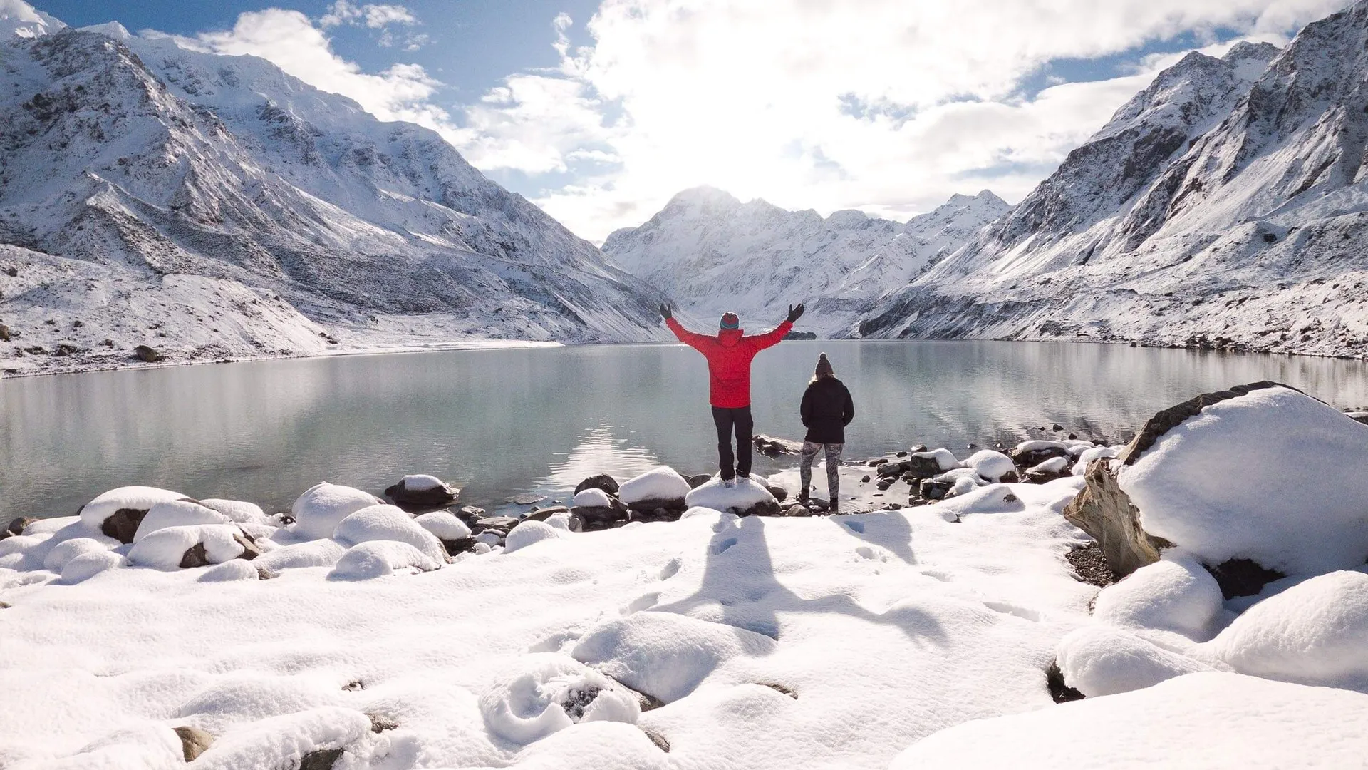 2 people enjoying watching hooker lake