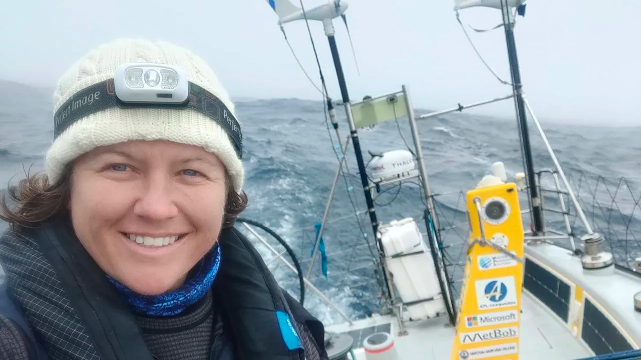 Lisa Blair On The Boat In Rough Seas