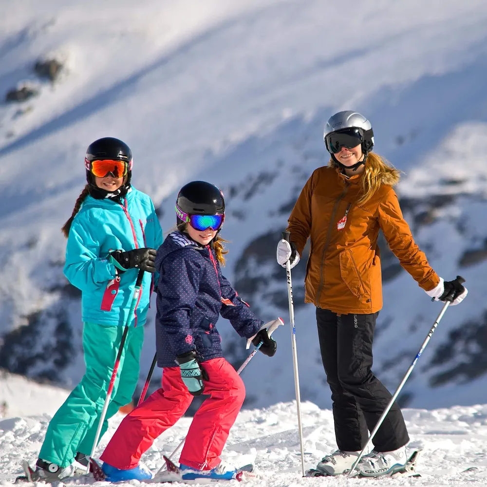 Three girls skiing at mt dobson